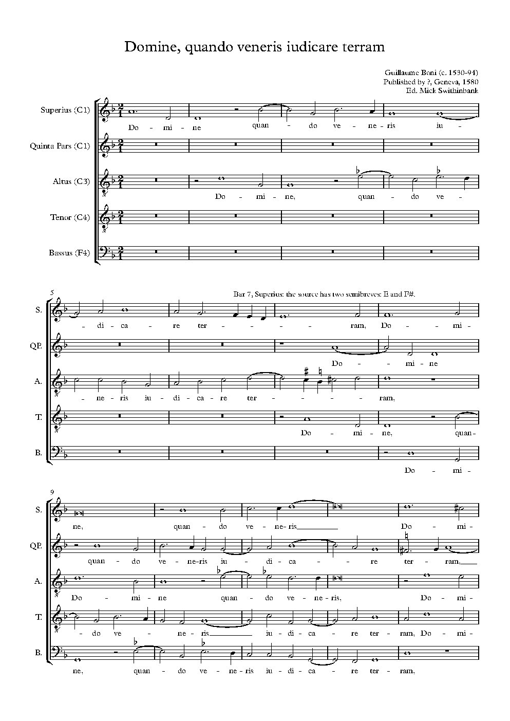 Domine quando veneris - Choir Script PDF Thumbnail