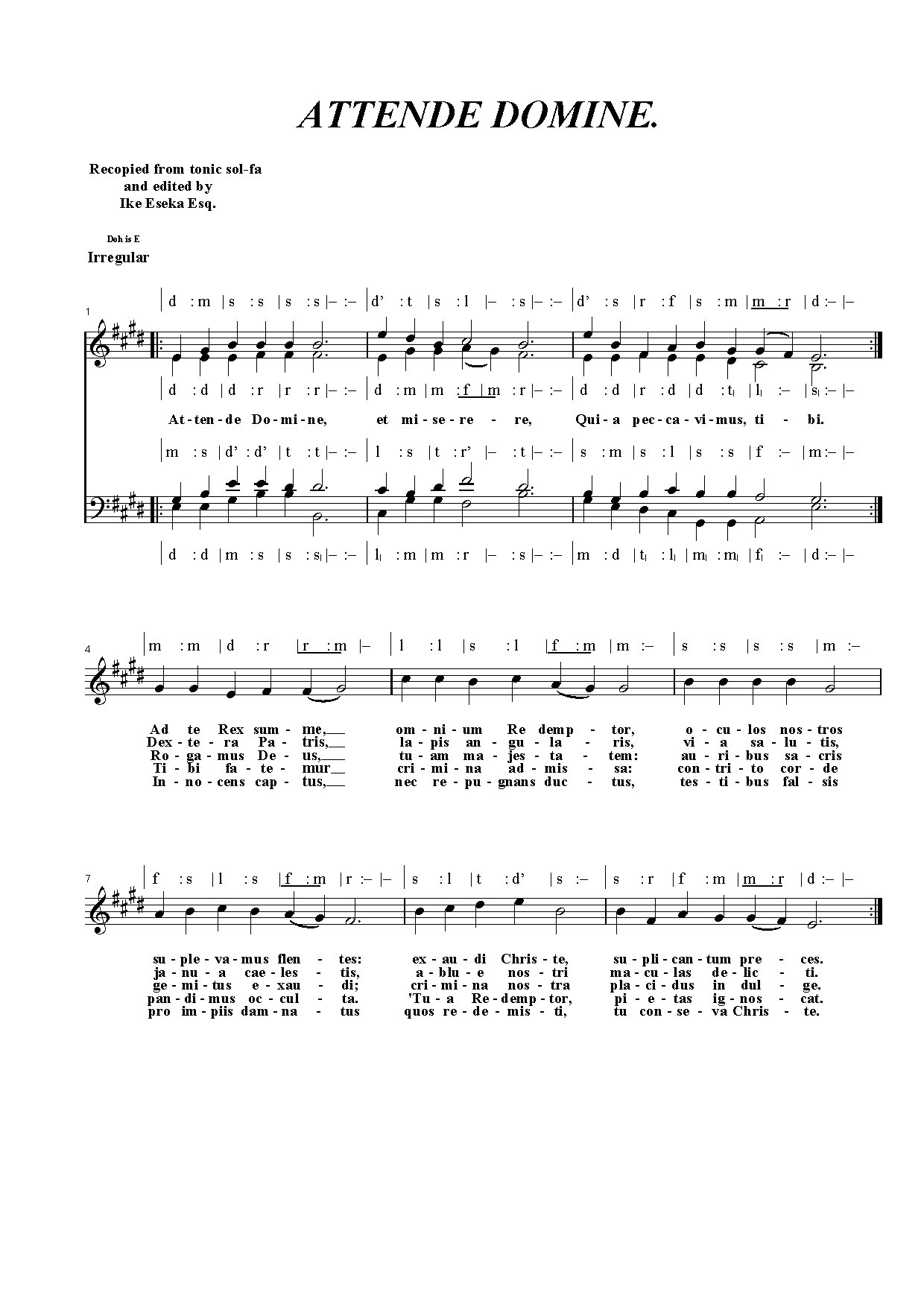 Attende Domine 2 - Download Choir Script PDF