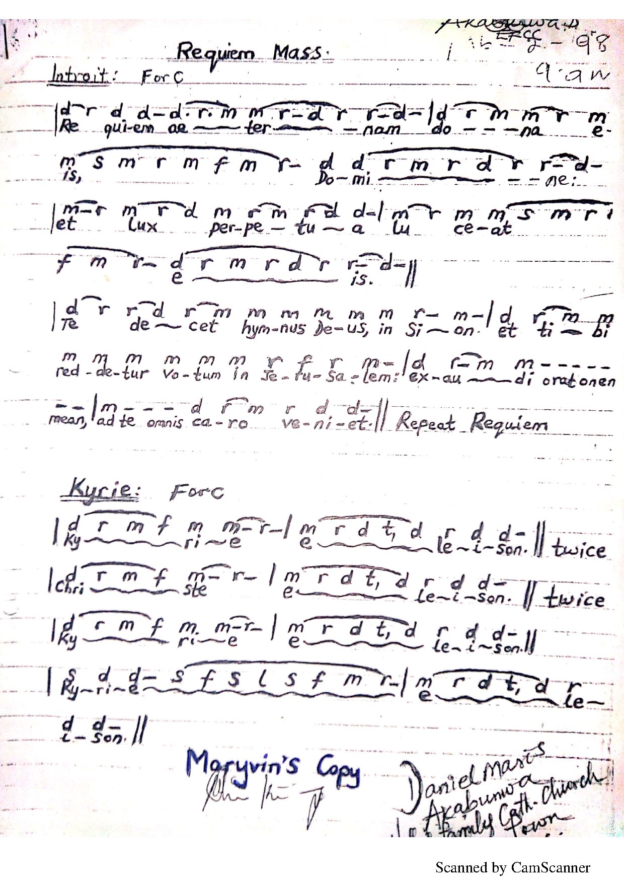 Requiem Mass - Download Choir Script PDF