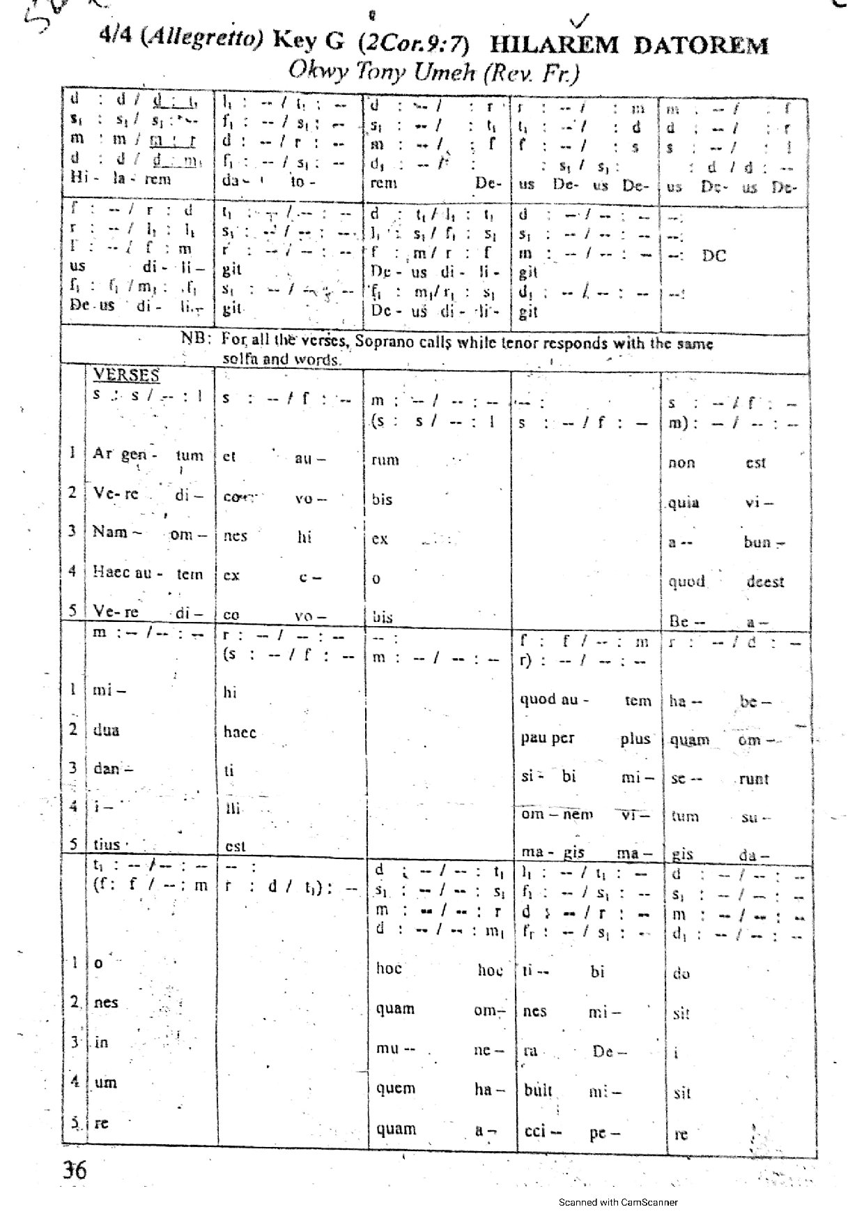 Hilarem Datorem ~ Fr. Tony O. Umeh - Download Choir Script PDF