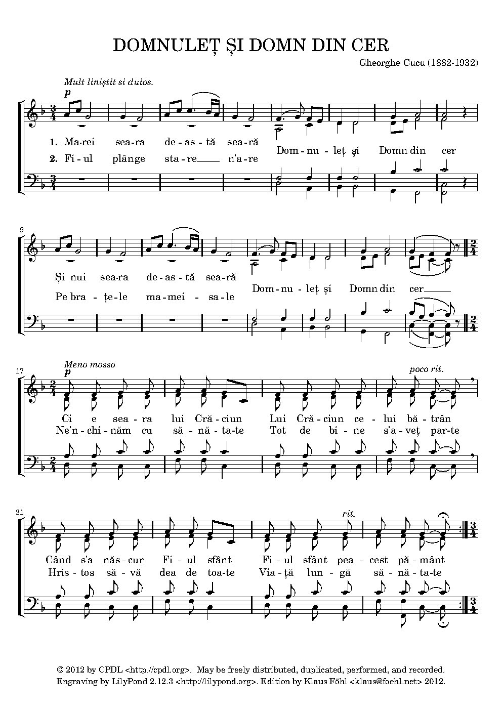 Domnuleț și Domn din cer - Choir Script PDF Thumbnail