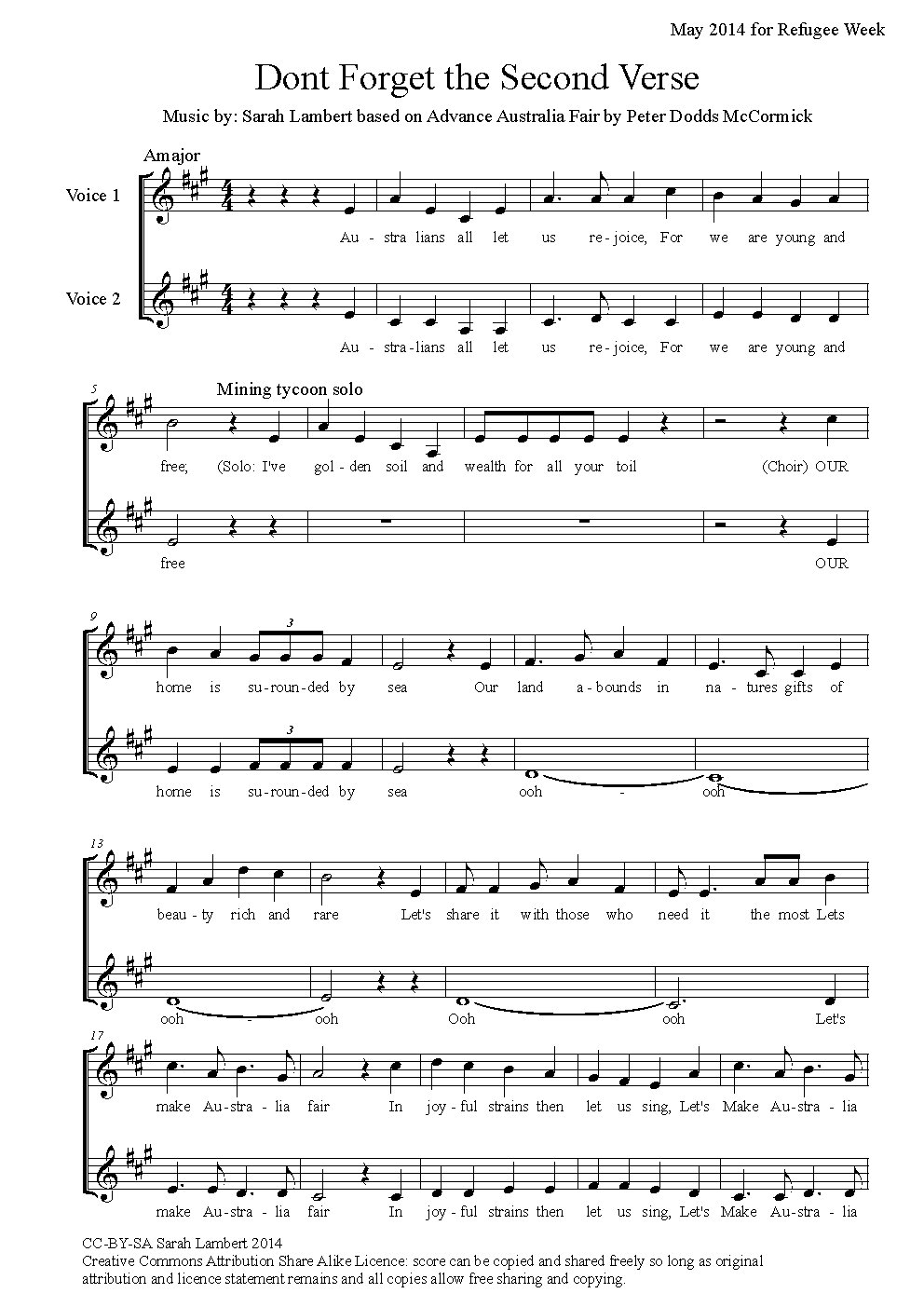 Don't Forget the Second Verse - Choir Script PDF Thumbnail