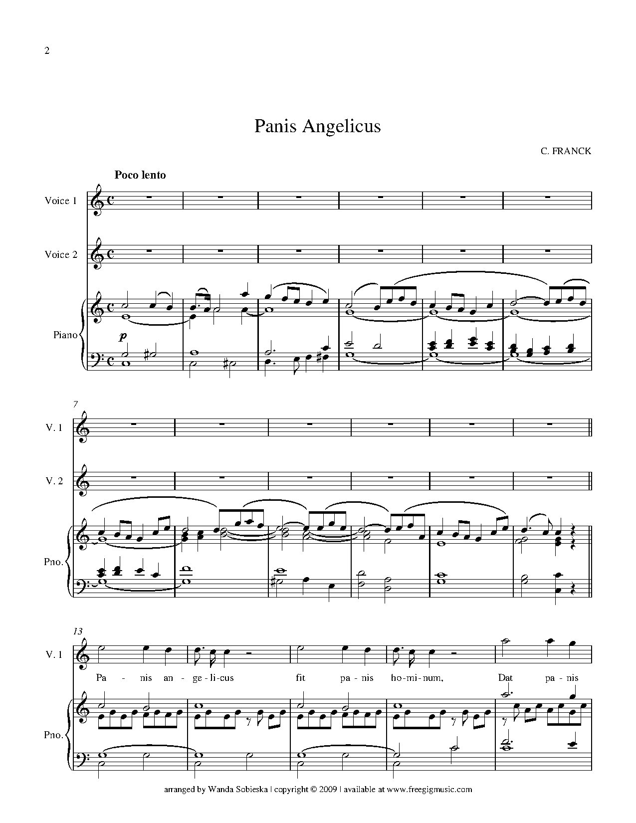 Panis Angelicus Duet Cmajor - Download Choir Script PDF
