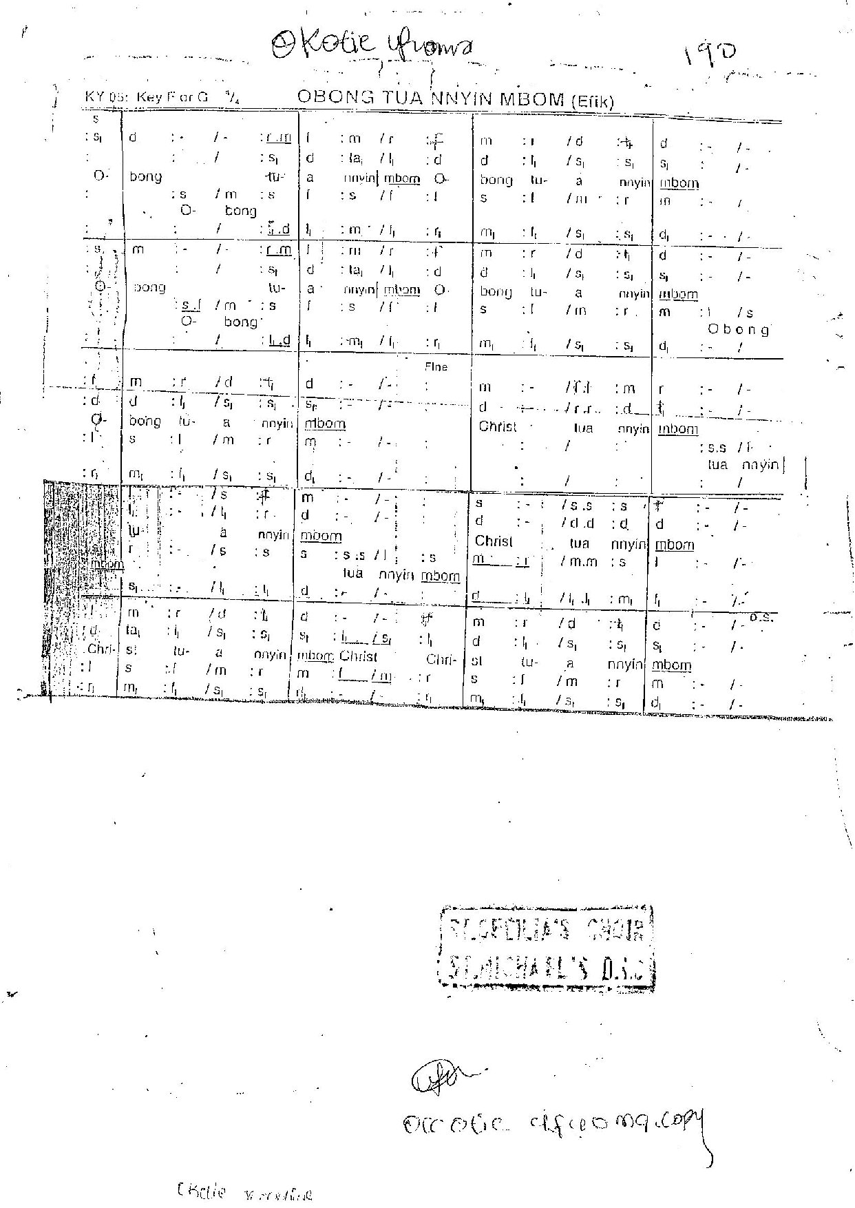 Obong Tua Ninyin Mbom - Download Choir Script PDF