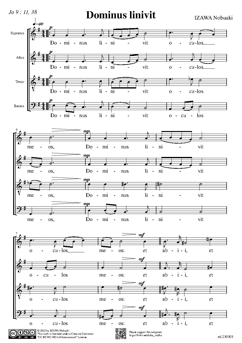 Dominus linivit - Choir Script PDF Thumbnail