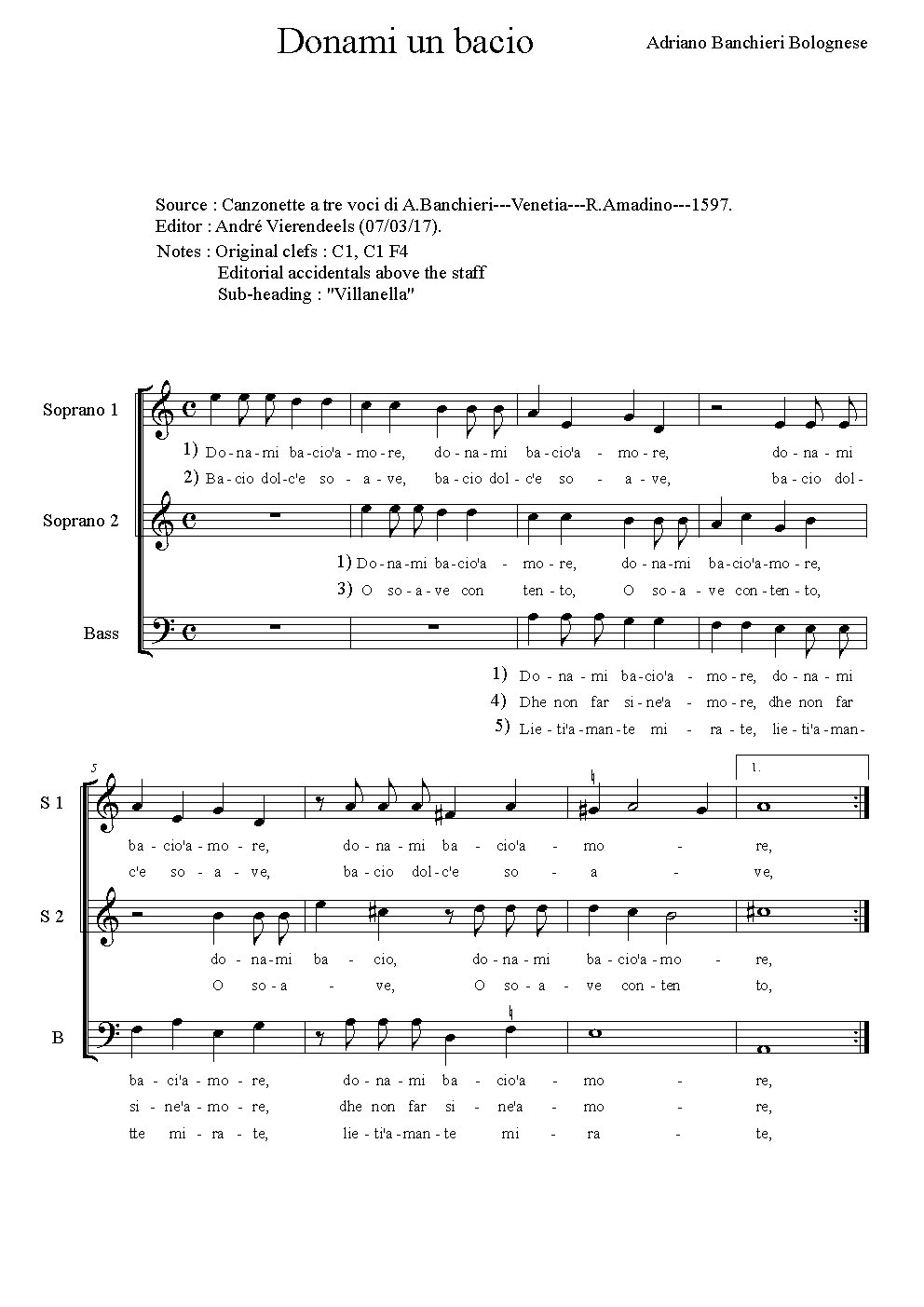 Donami un bacio - Choir Script PDF Thumbnail