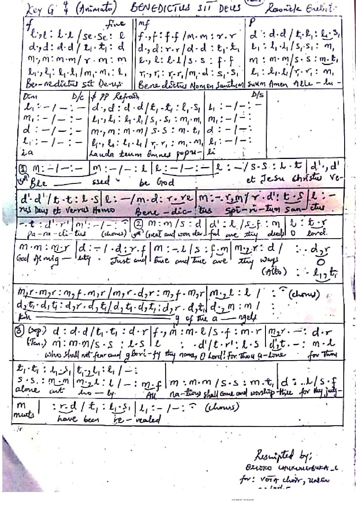 Benedictus Sit Deus - Download Choir Script PDF
