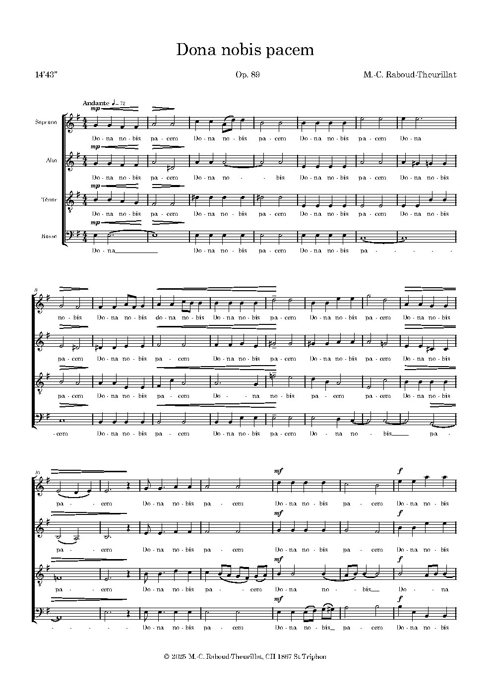 Dona nobis pacem op 89 - Choir Script PDF Thumbnail