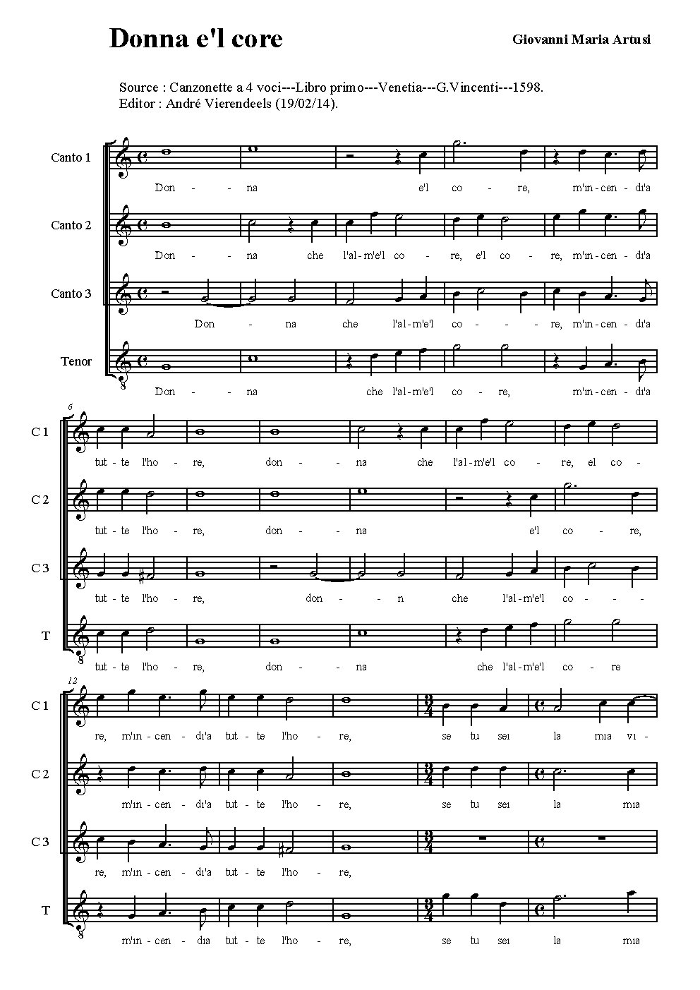 Donna e'l core - Choir Script PDF Thumbnail