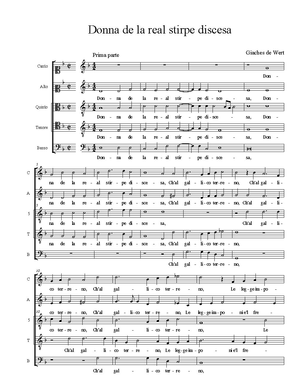 Donna de la real stirpe discesa - Choir Script PDF Thumbnail