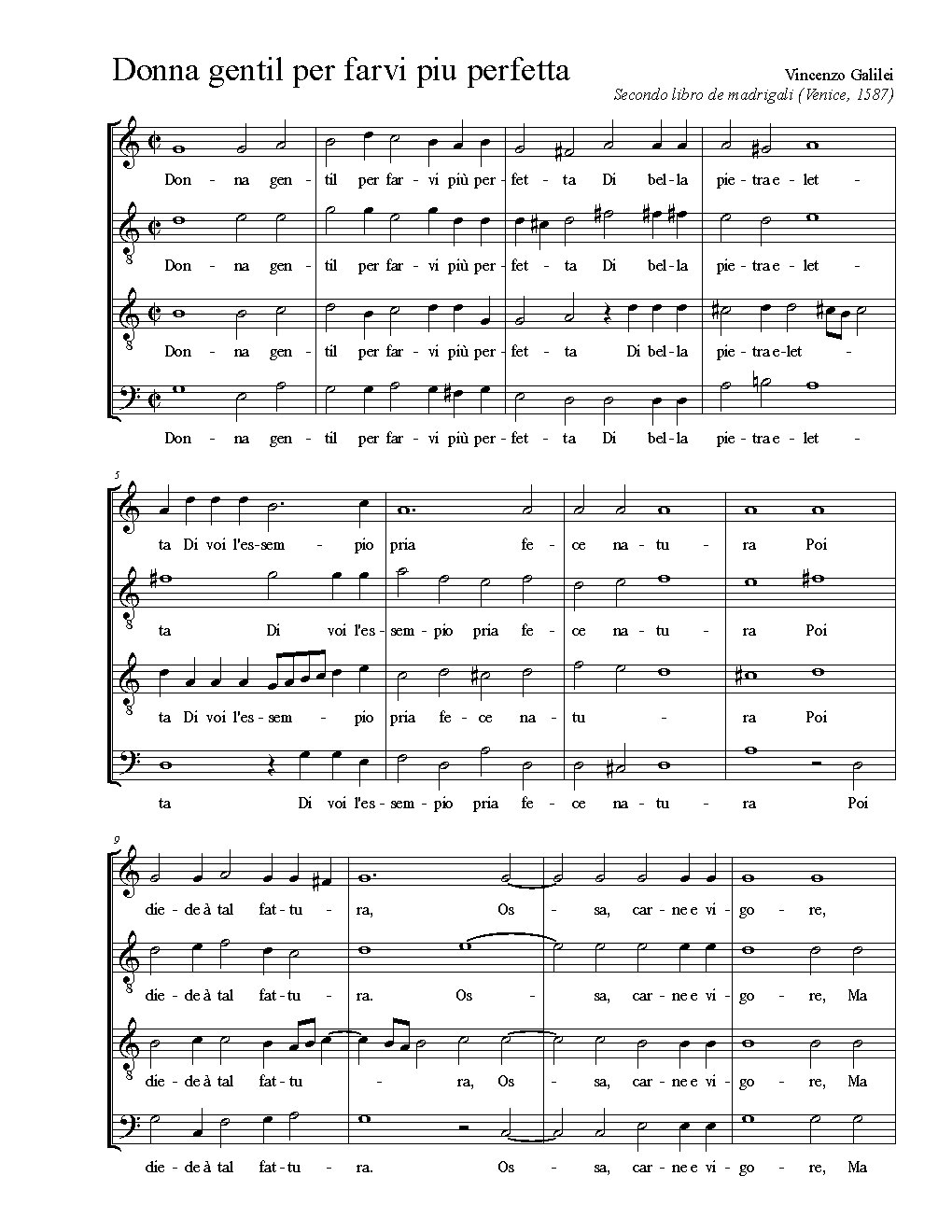 Donna gentil per farvi piu perfetta - Choir Script PDF Thumbnail