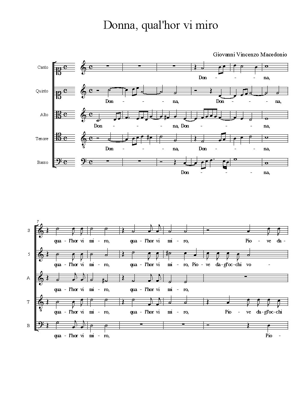 Donna, qual'hor vi miro - Choir Script PDF Thumbnail