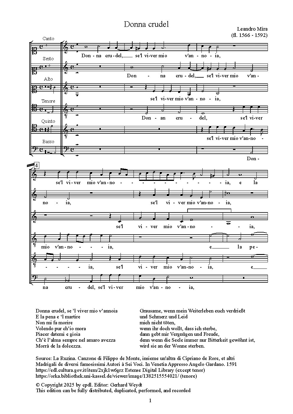 Donna crudel - Choir Script PDF Thumbnail