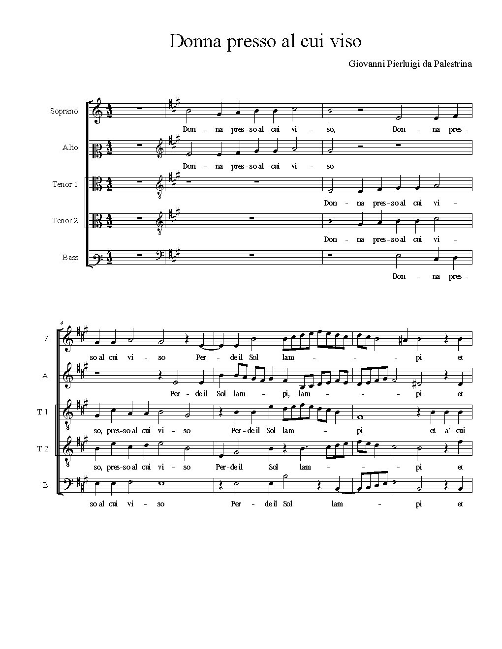 Donna presso al cui viso - Choir Script PDF Thumbnail