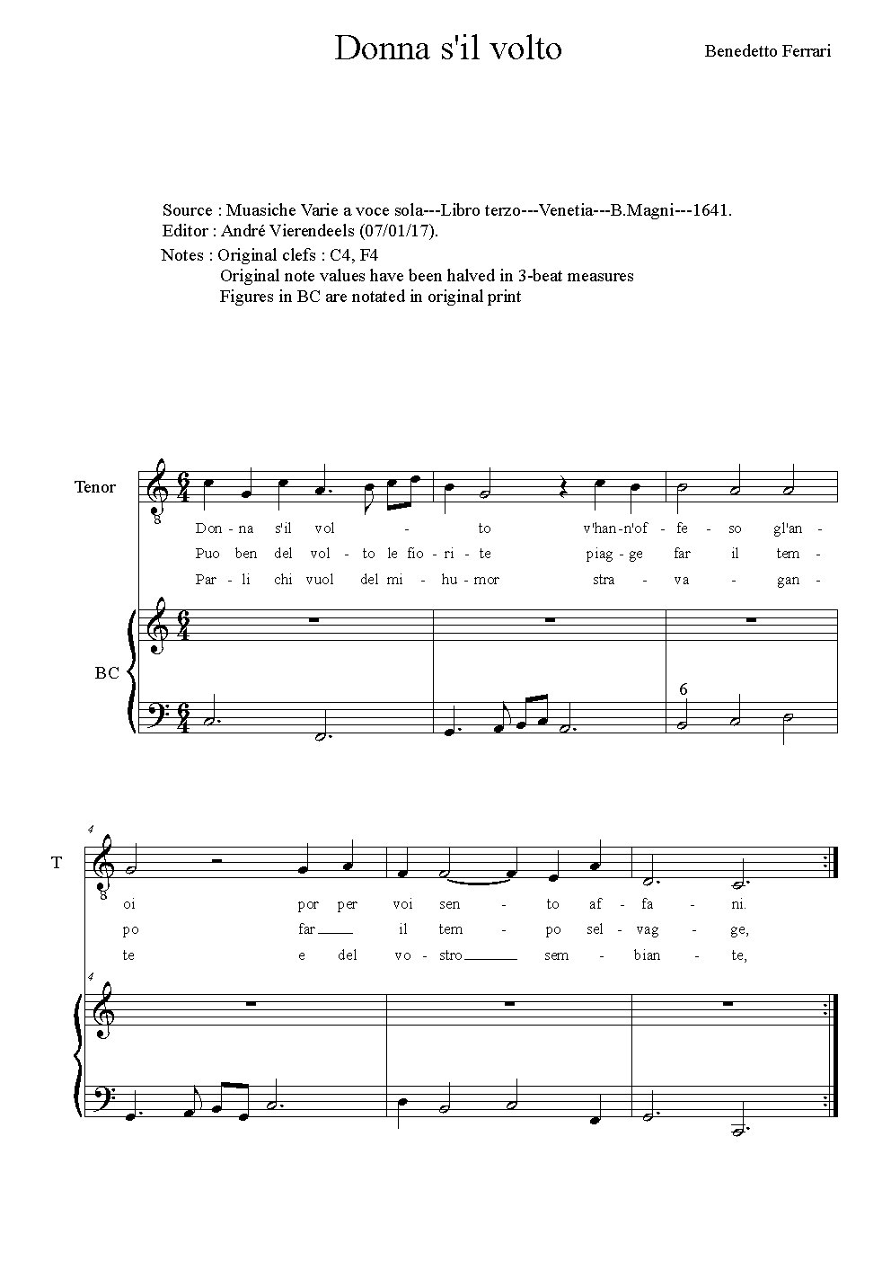 Donna s'il volto - Choir Script PDF Thumbnail
