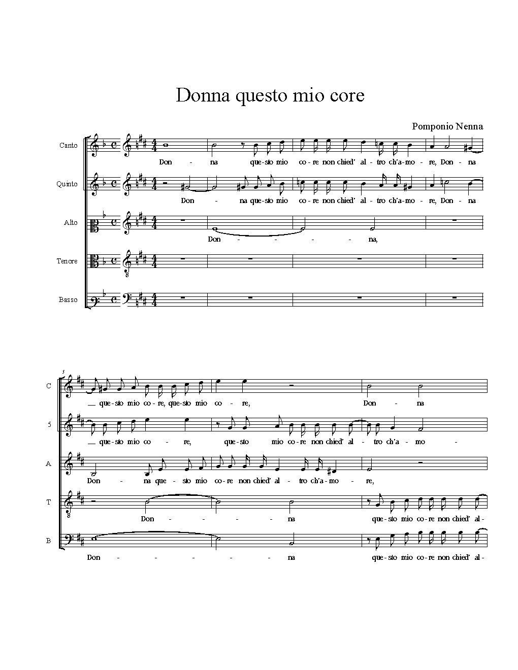 Donna questo mio core - Choir Script PDF Thumbnail