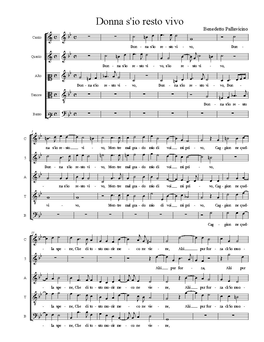 Donna s'io resto vivo - Choir Script PDF Thumbnail