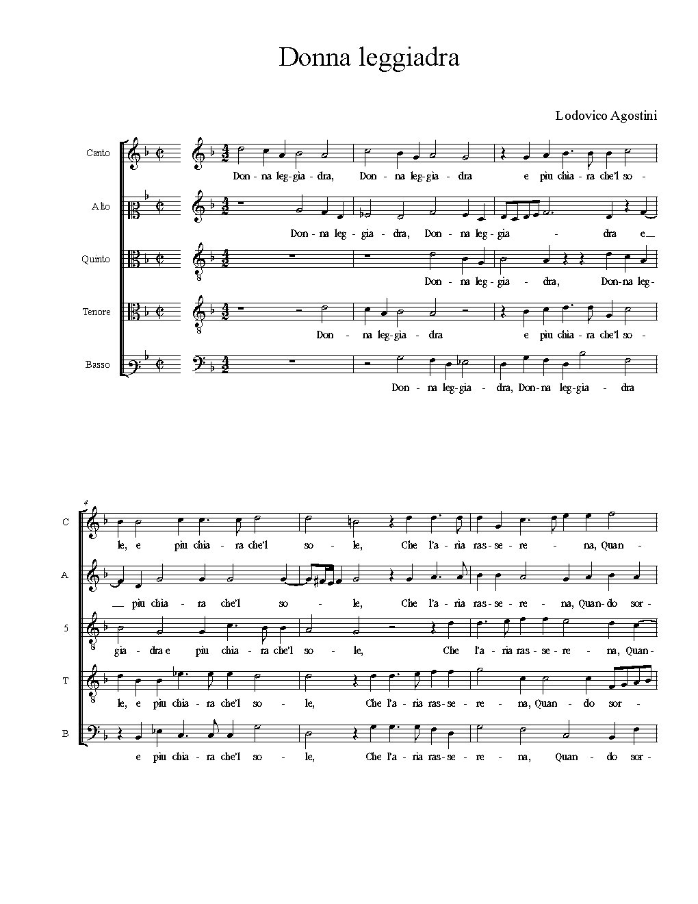 Donna leggiadra - Choir Script PDF Thumbnail