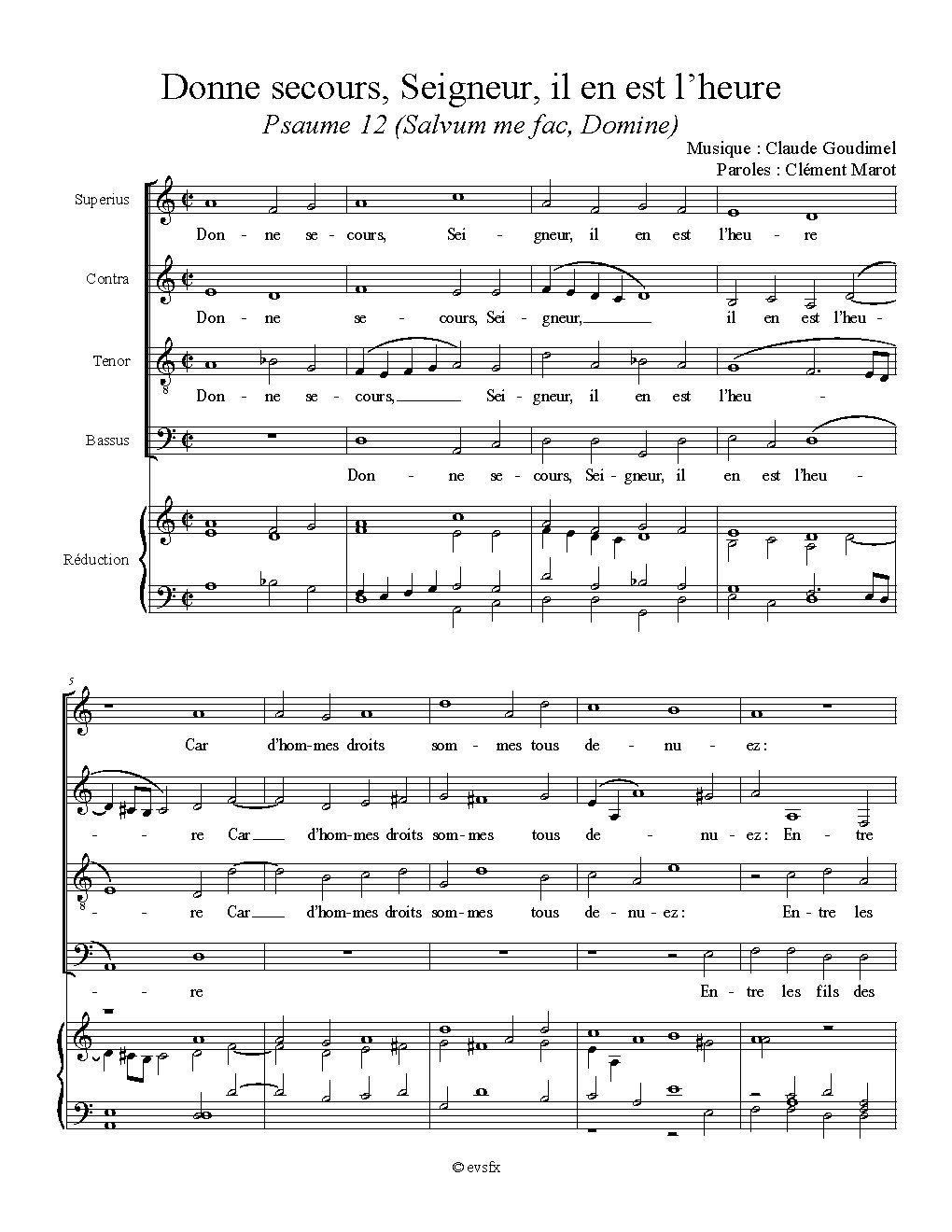 Donne secours, Seigneur, il en est l’heure (Psalm 12)