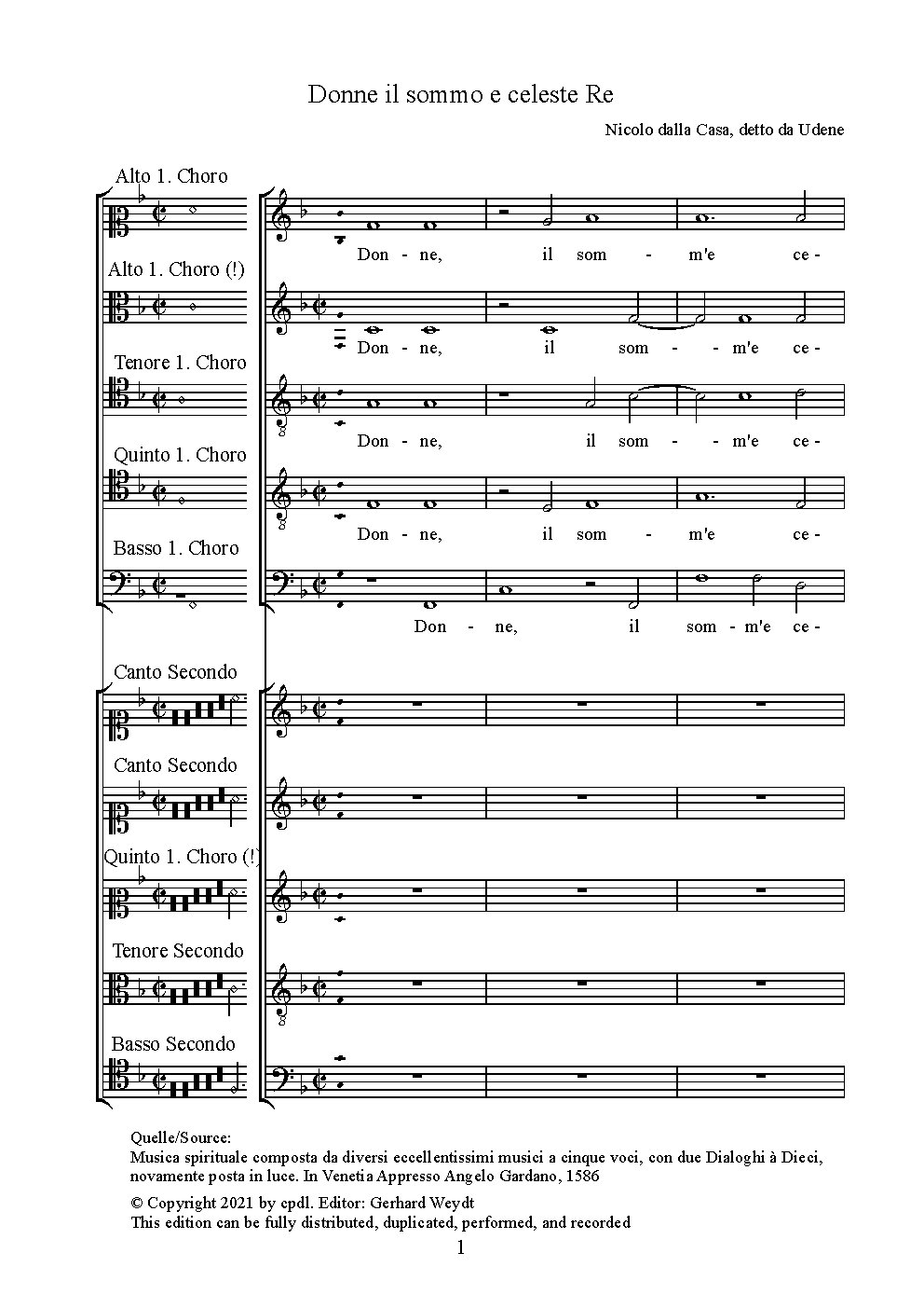 Donne il sommo e celeste re