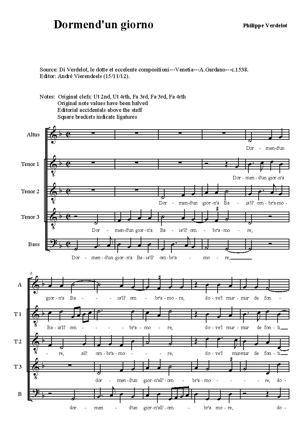 Dormend' un giorno - Choir Script PDF Thumbnail