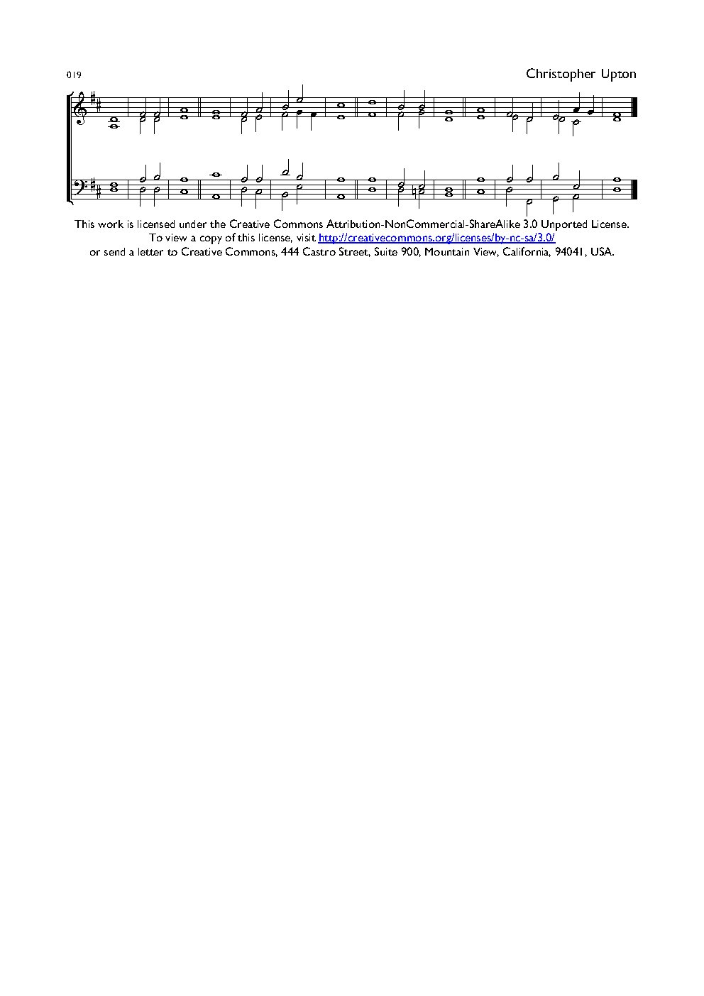 Double Chant 019 in D Major - Choir Script PDF Thumbnail
