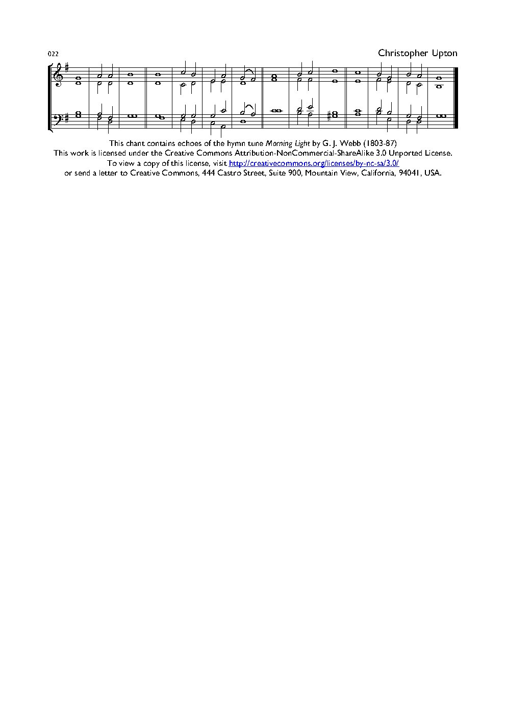 Double Chant 022 in G Major