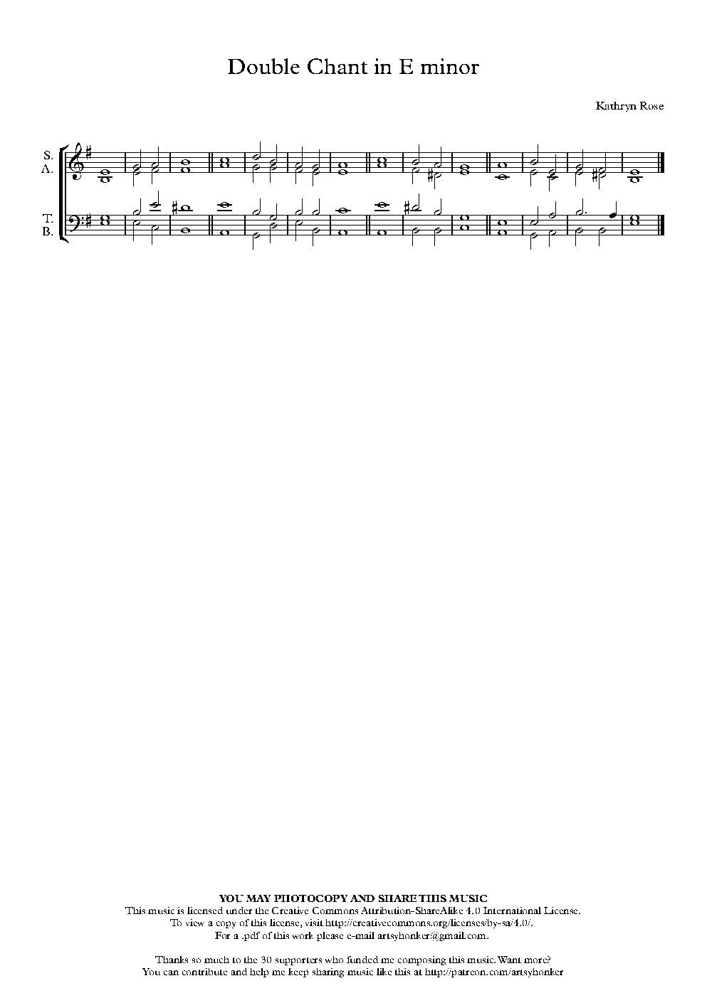 Double Chant in E minor - Choir Script PDF Thumbnail