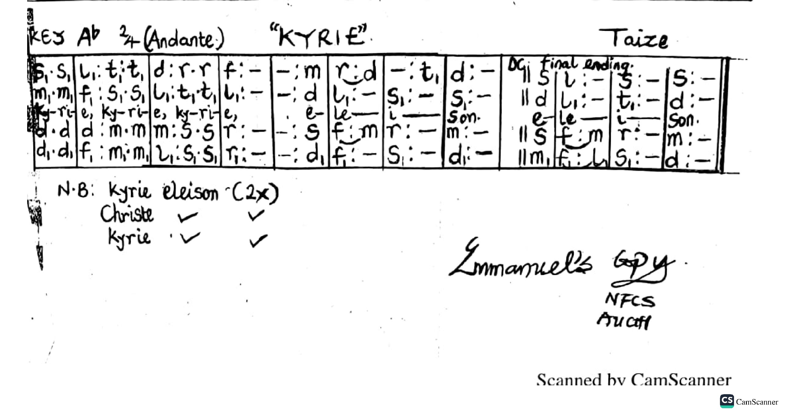 Kyrie (taize) - Download Choir Script PDF
