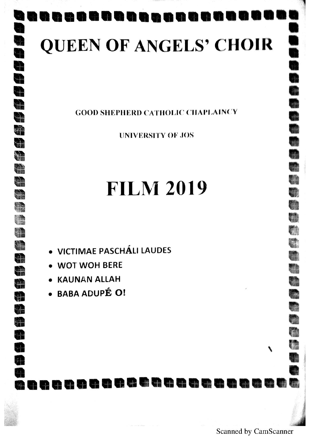 Wot Woh Bere, Kaunan Allah And Baba Adupe O - Unijos Film - Download Choir Script PDF