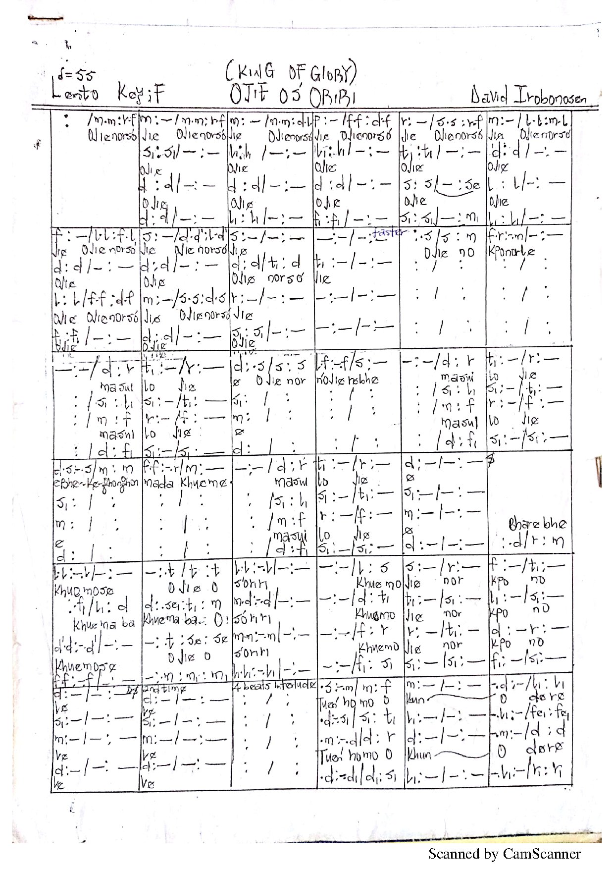 Oji Osoriri - Download Choir Script PDF