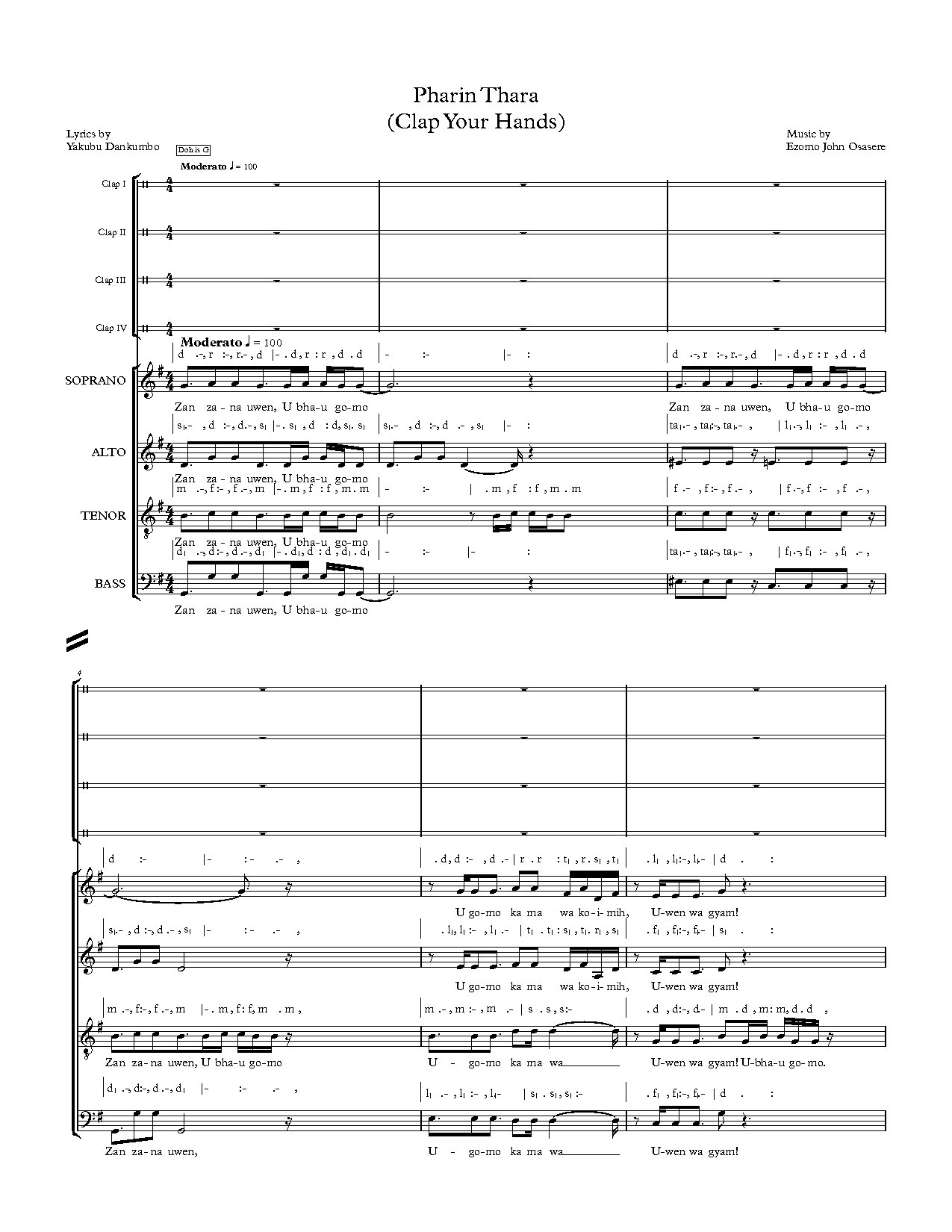 Pharin Tharah Full Score - Download Choir Script PDF