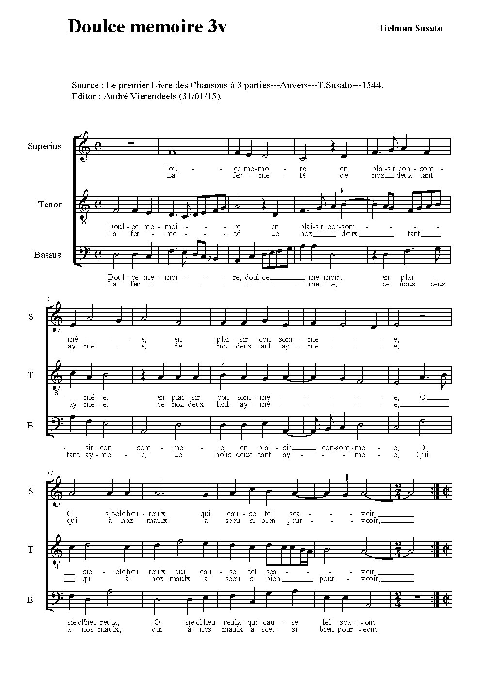 Doulce mémoire - Choir Script PDF Thumbnail