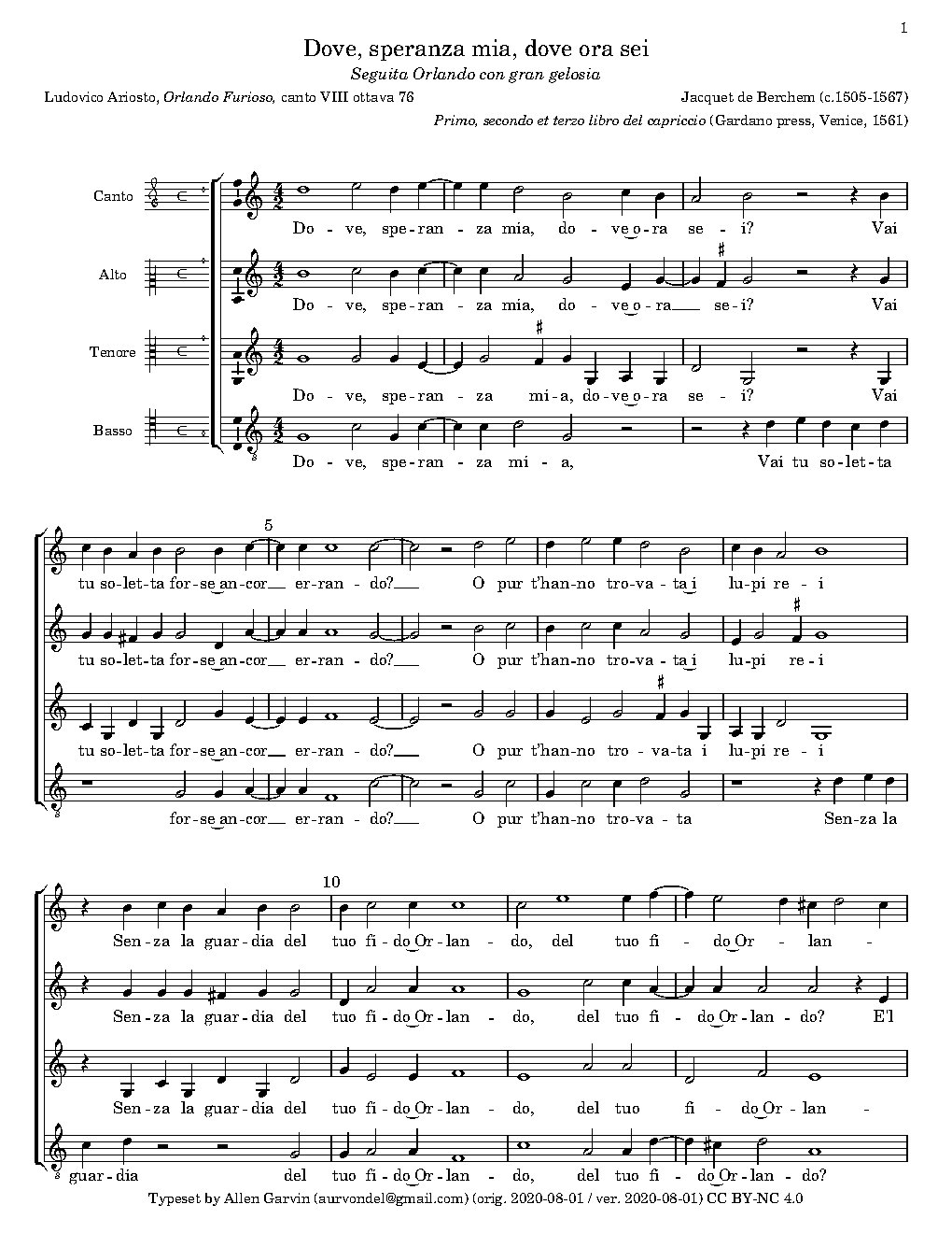 Dove, speranza mia, dove ora sei - Choir Script PDF Thumbnail