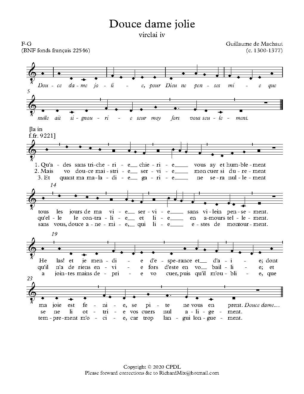 Douce dame jolie - Choir Script PDF Thumbnail