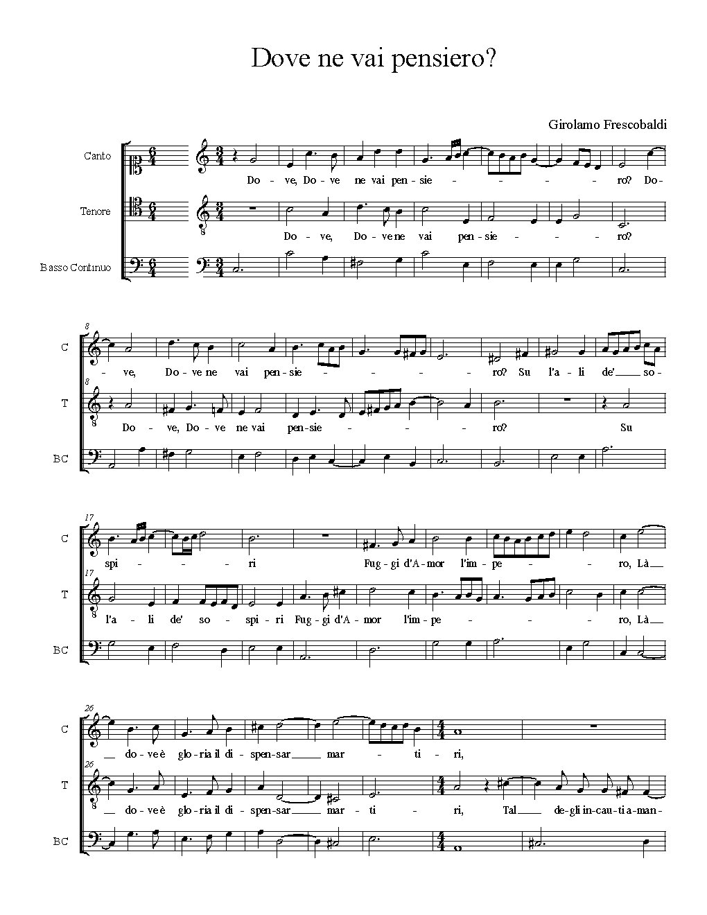 Dove ne vai pensiero? - Choir Script PDF Thumbnail