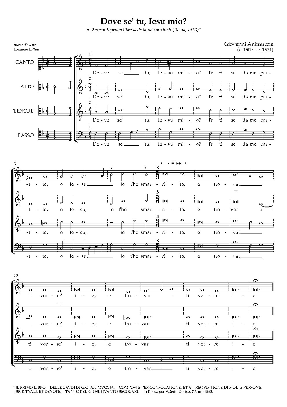 Dove se' tu, Iesu mio?