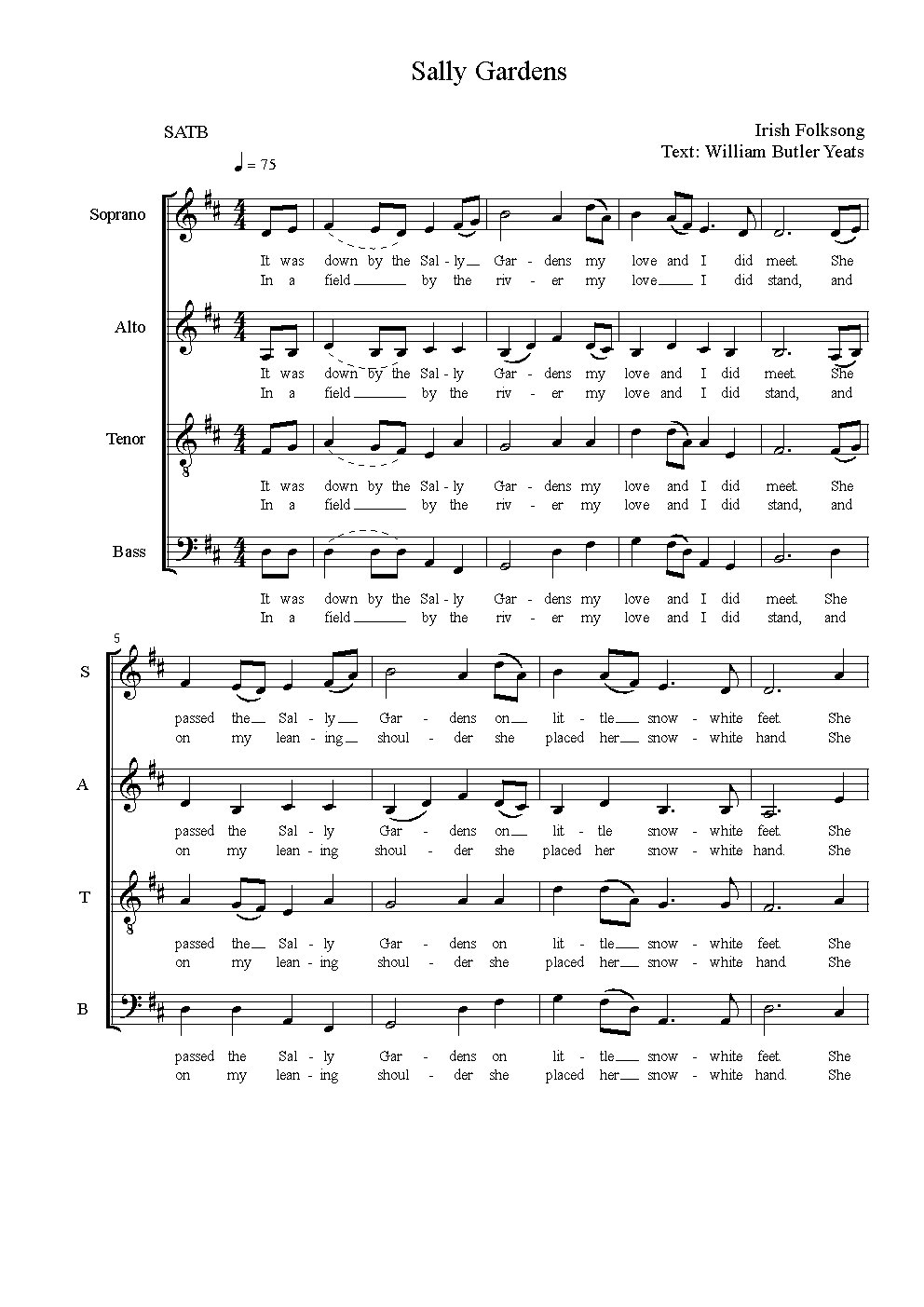 Down by the Sally Gardens - Choir Script PDF Thumbnail