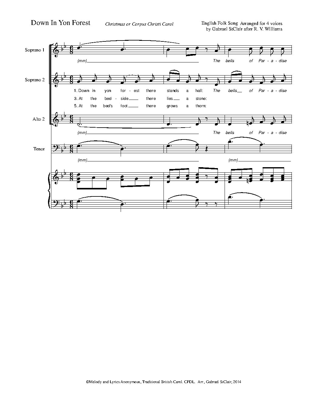 Down In Yon Forest - Choir Script PDF Thumbnail