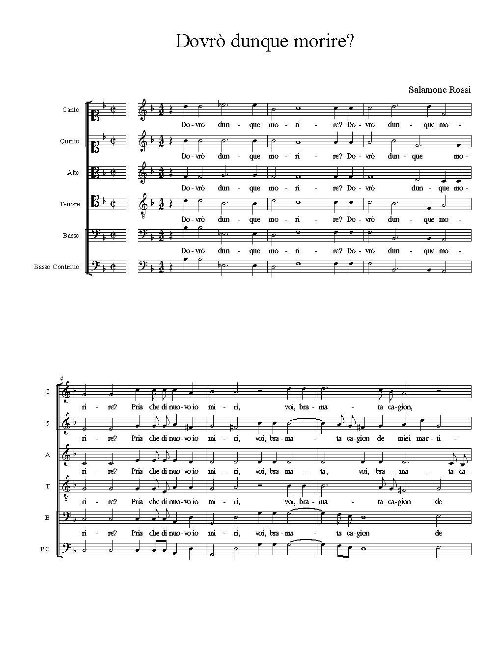 Dovrò dunque morire? - Choir Script PDF Thumbnail