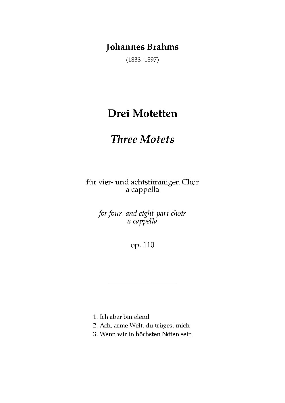 Drei Motetten, Op. 110