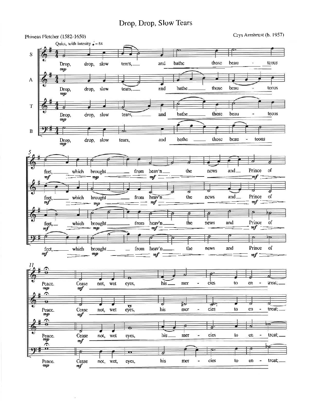 Drop, Drop, Slow Tears - Choir Script PDF Thumbnail