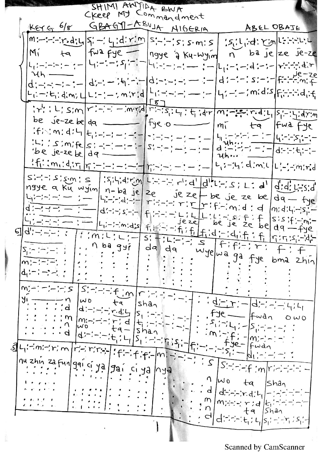 Shimi Awyida Bwa - Download Choir Script PDF