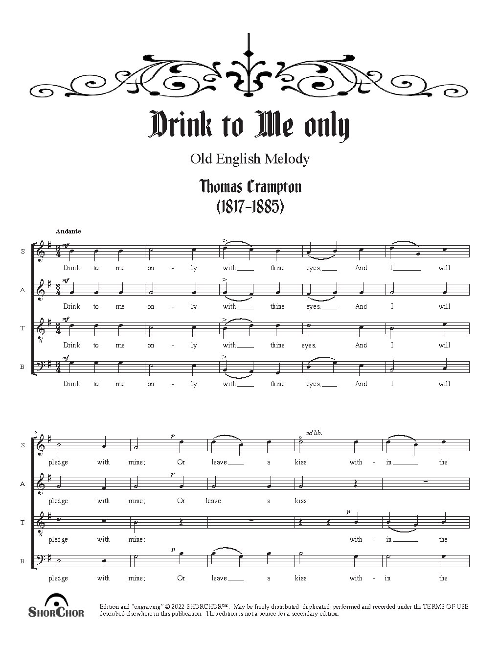 Drink to me only - Choir Script PDF Thumbnail