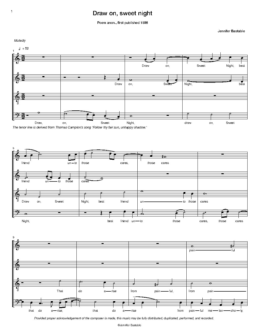 Draw on, Sweet Night - Choir Script PDF Thumbnail