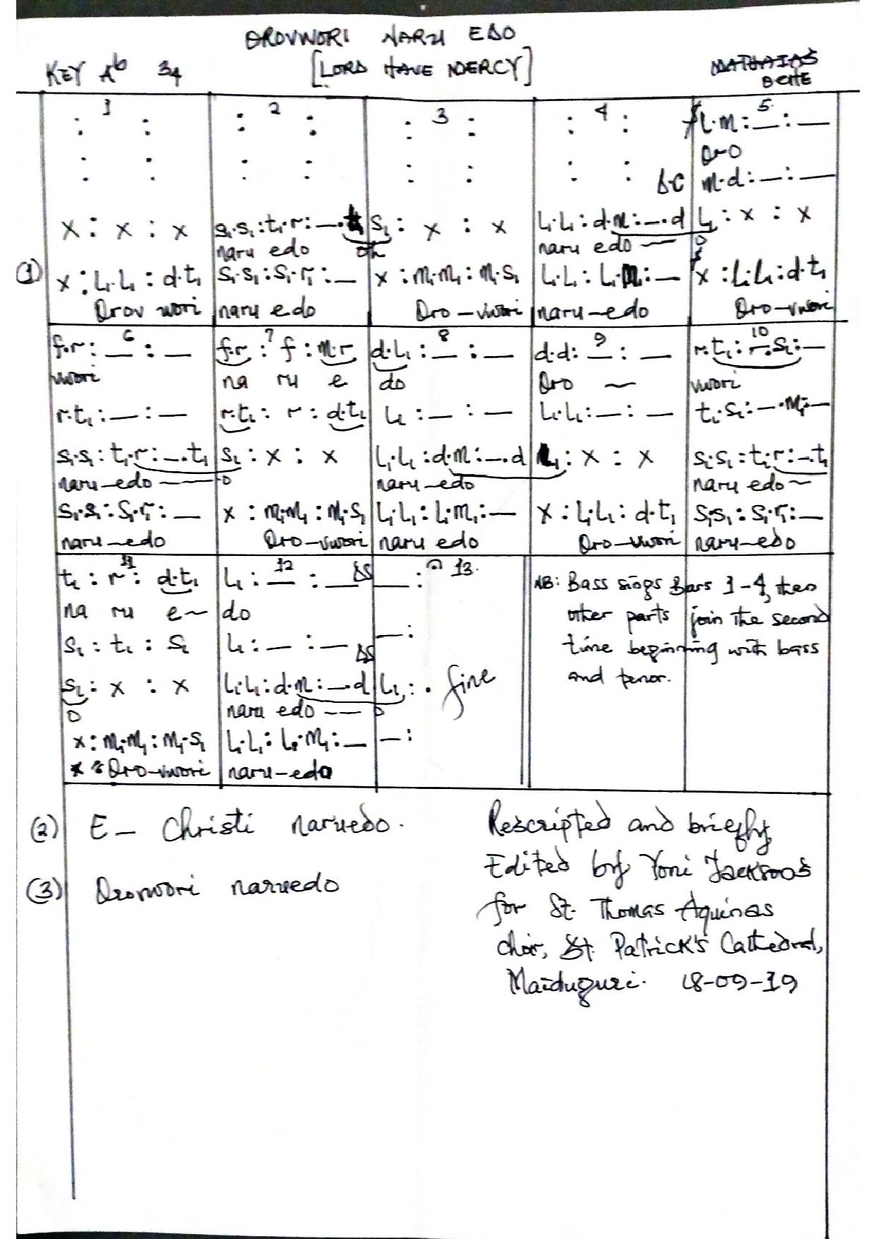 Orovwori Naru Edo - Download Choir Script PDF