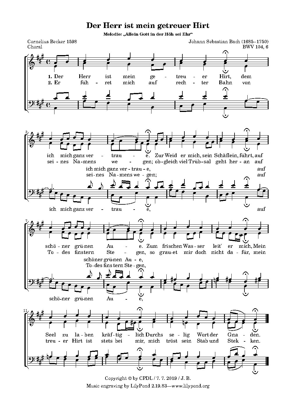 Du Hirte Israel, höre, BWV 104