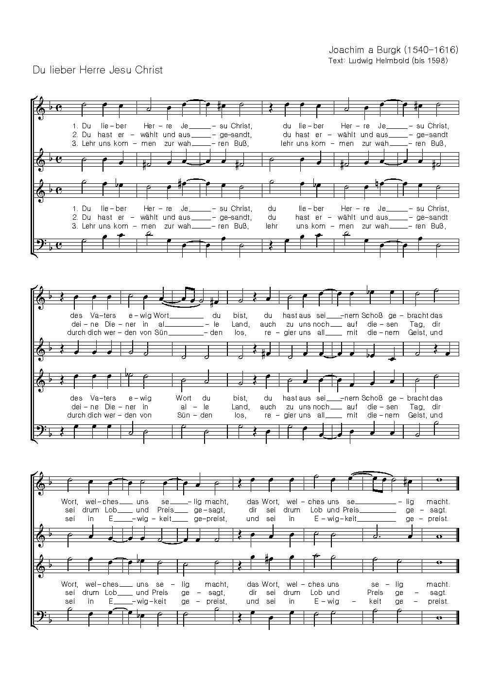 Du lieber Herre Jesu Christ - Choir Script PDF Thumbnail