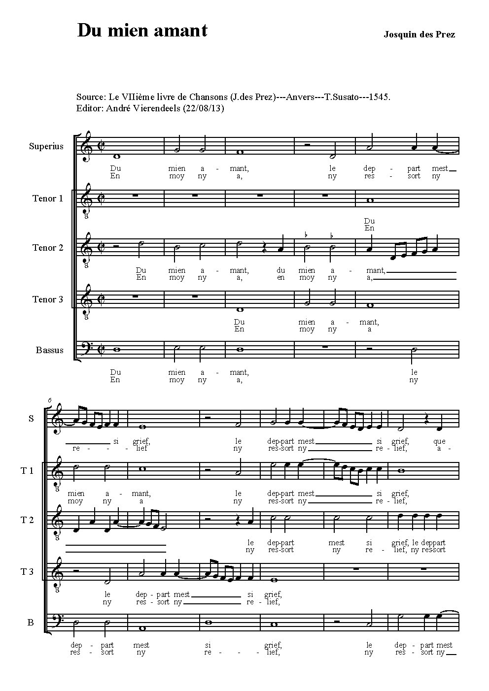 Du mien amant - Choir Script PDF Thumbnail