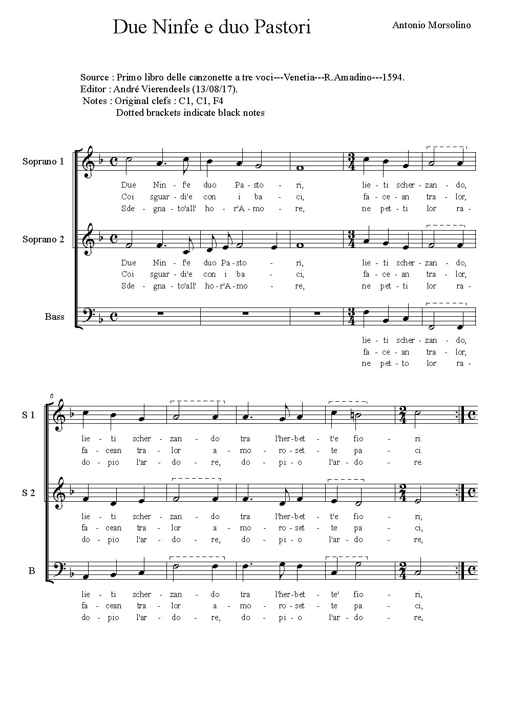 Due ninfe e duo pastori - Choir Script PDF Thumbnail